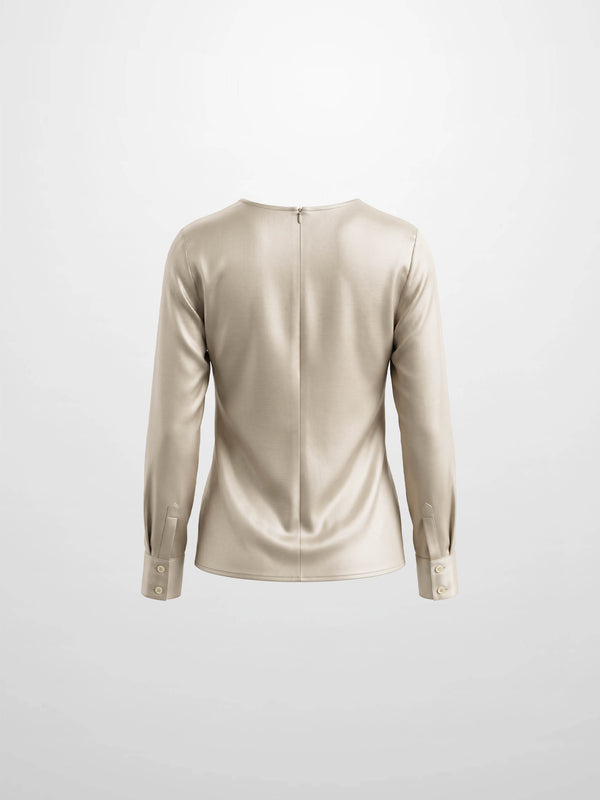 Faux Satin Ruffle Top - Cream