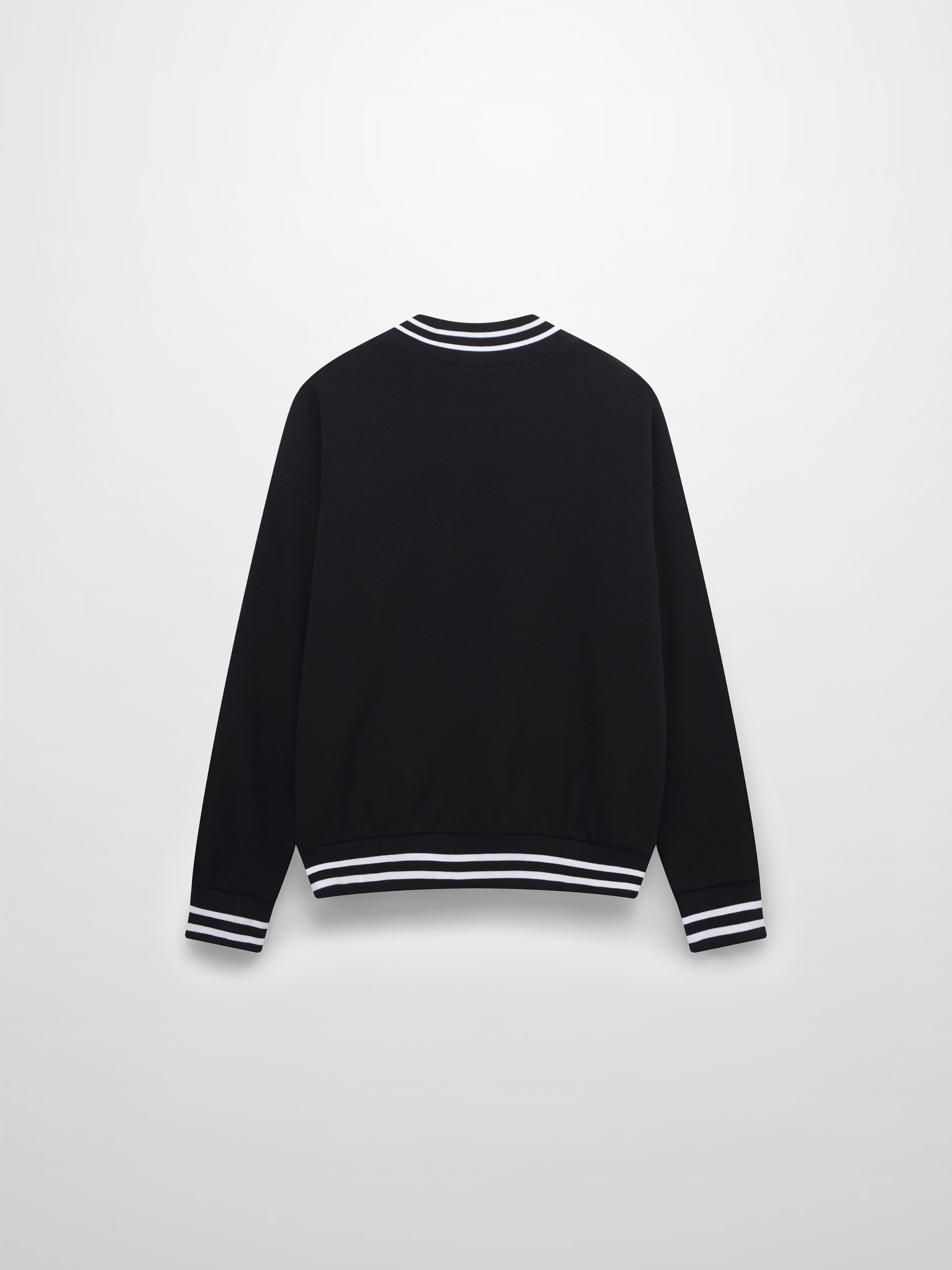 Striped High Neck Sweatshirt-Black/White