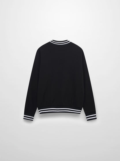 Striped High Neck Sweatshirt-Black/White