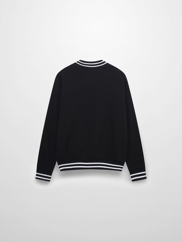 Striped High Neck Sweatshirt-Black/White