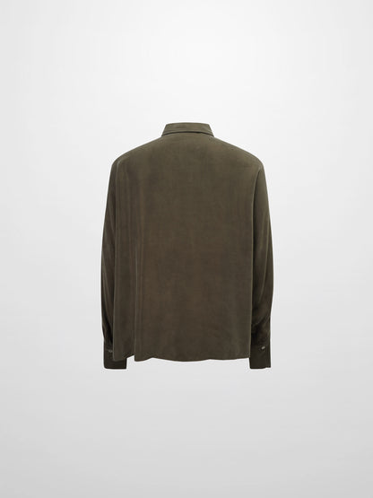 Dolman Sleeve Cupro Blouse-Olive