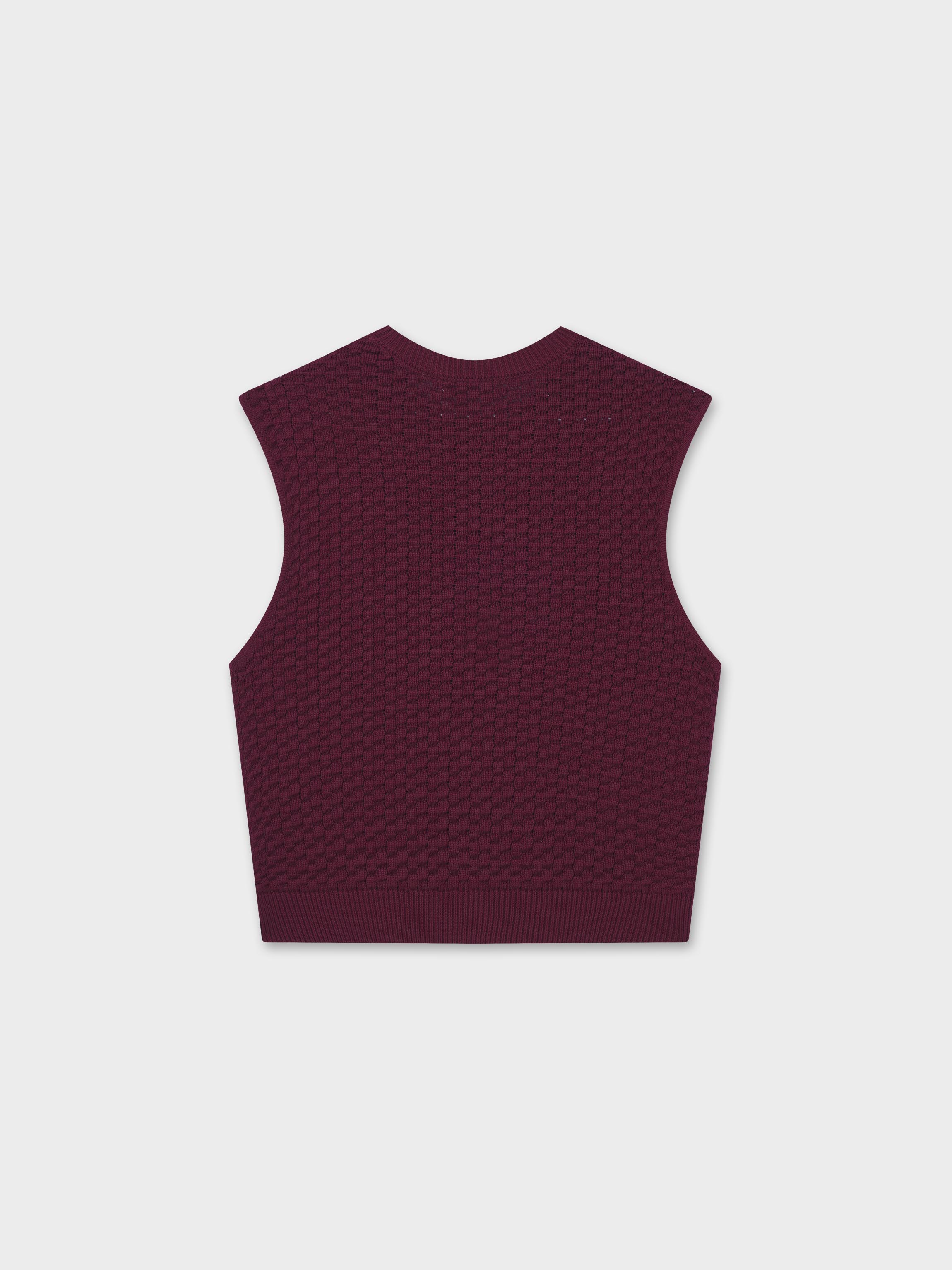 Box Weave Vest-Burgundy