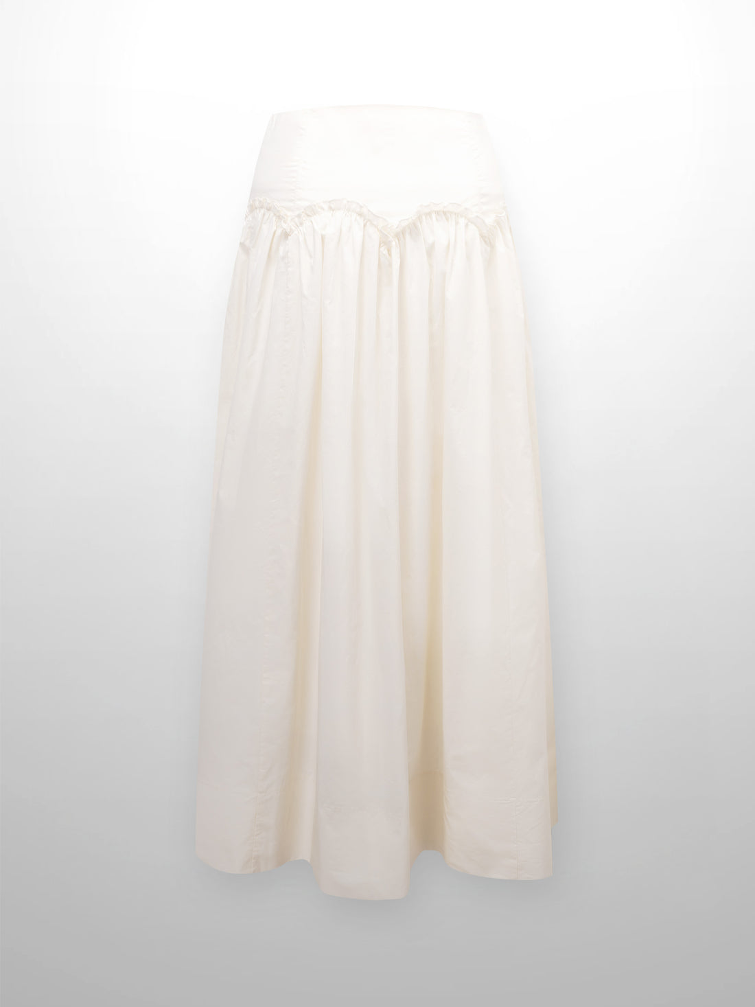 Yoke Ruffle Skirt-White