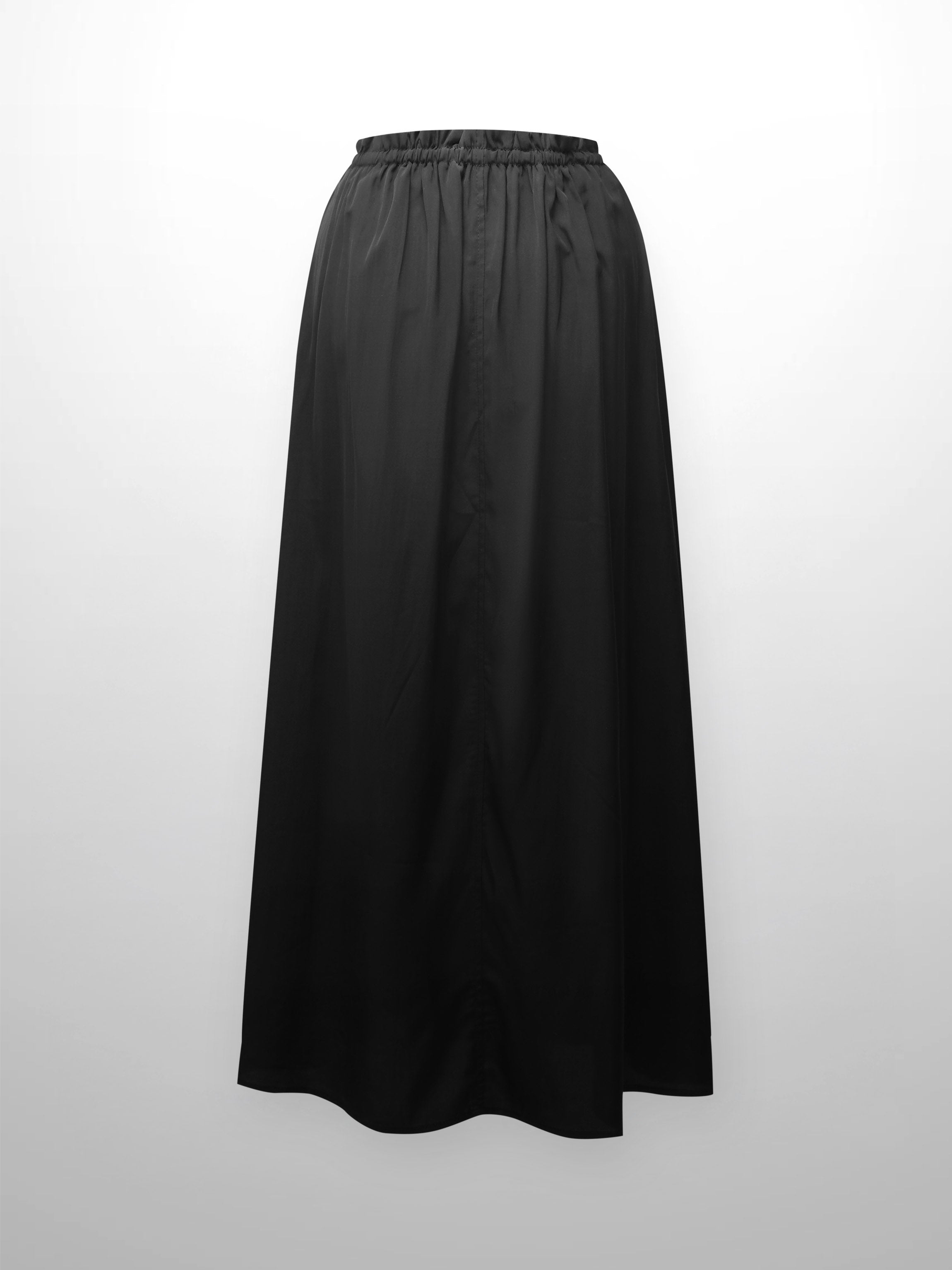 DRAWSTRING RUFFLE SKIRT-BLACK