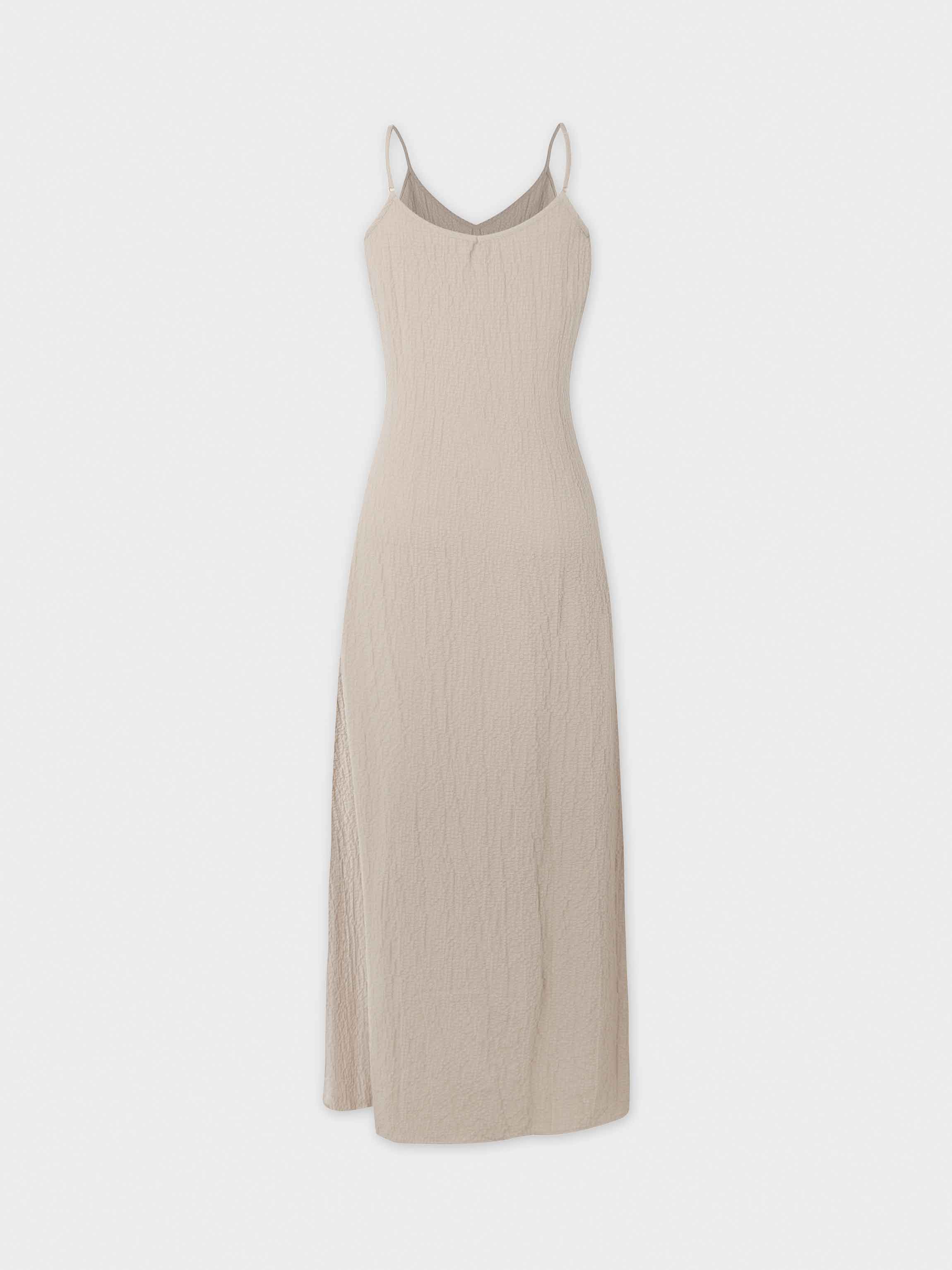 Textured Slip Dress-Taupe