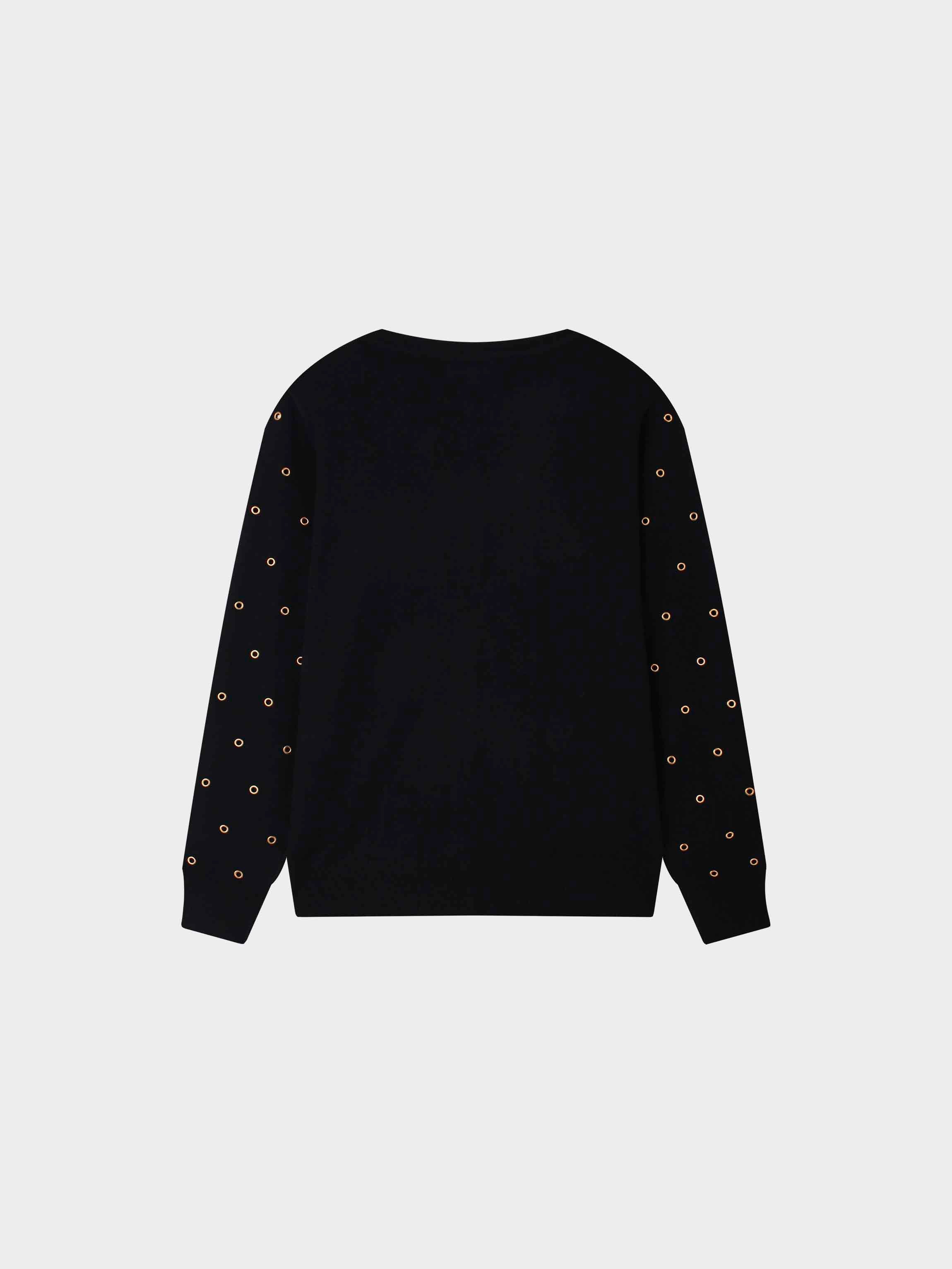 Grommet Cardigan-Black