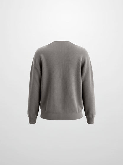 Thin Knit Center Cable Sweater - Warm Taupe