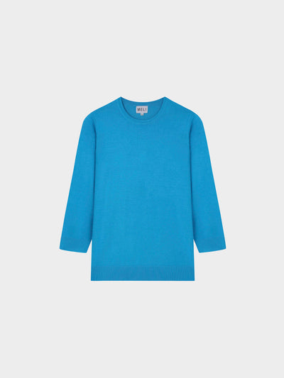 Basic Crew Sweater 3Q-Cerulian