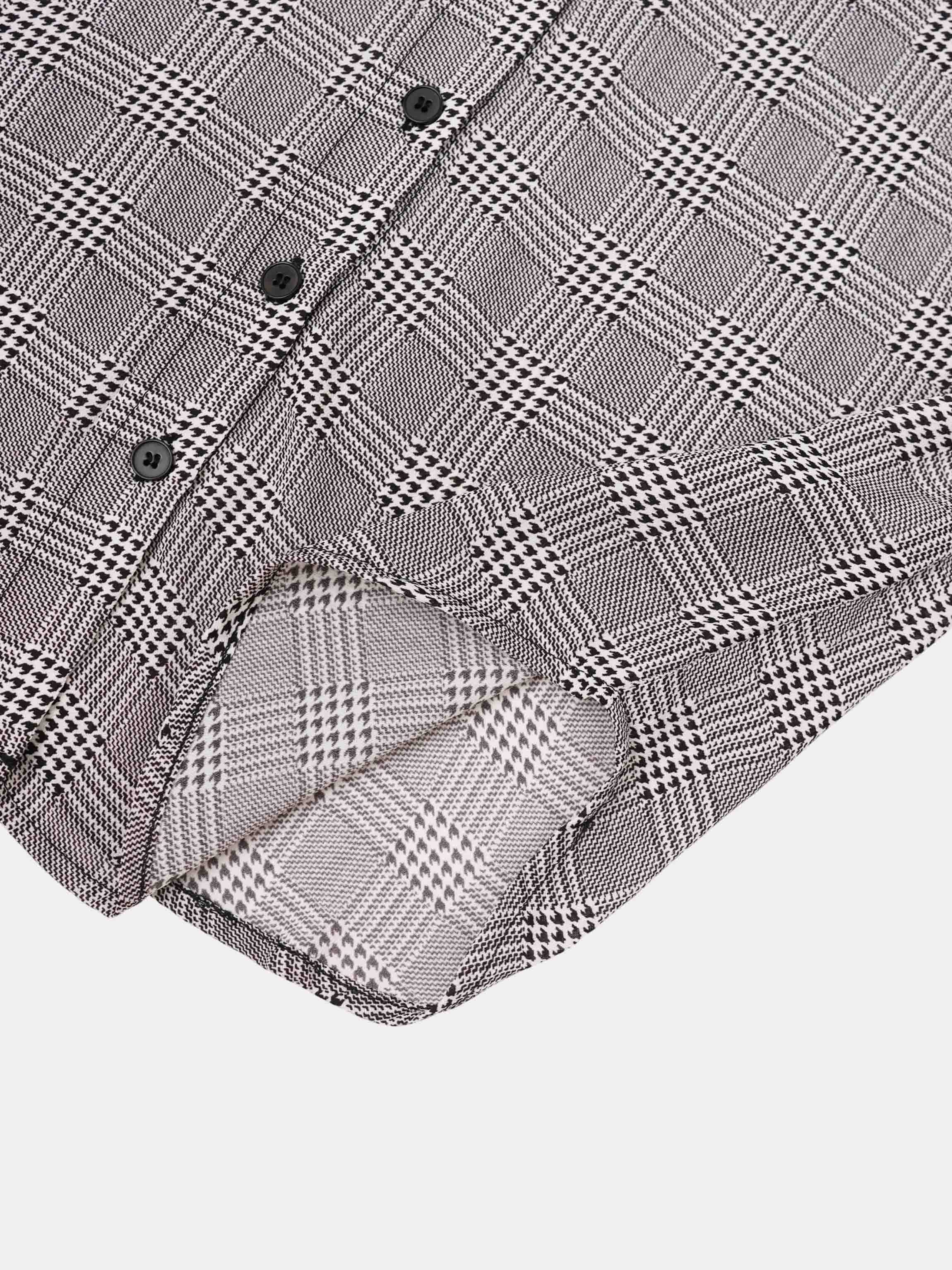 Houndstooth Button Down Blouse-Black/White