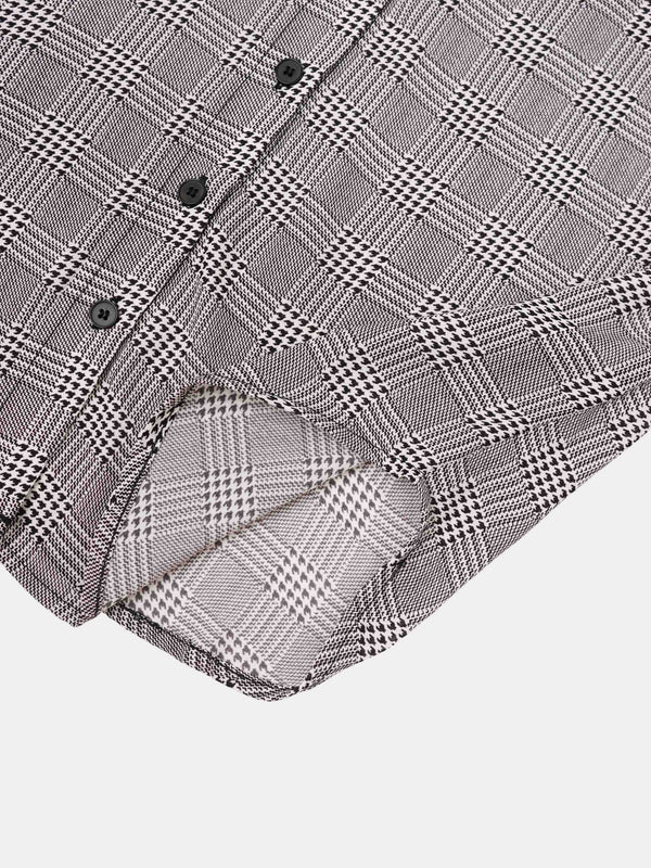 Houndstooth Button Down Blouse-Black/White