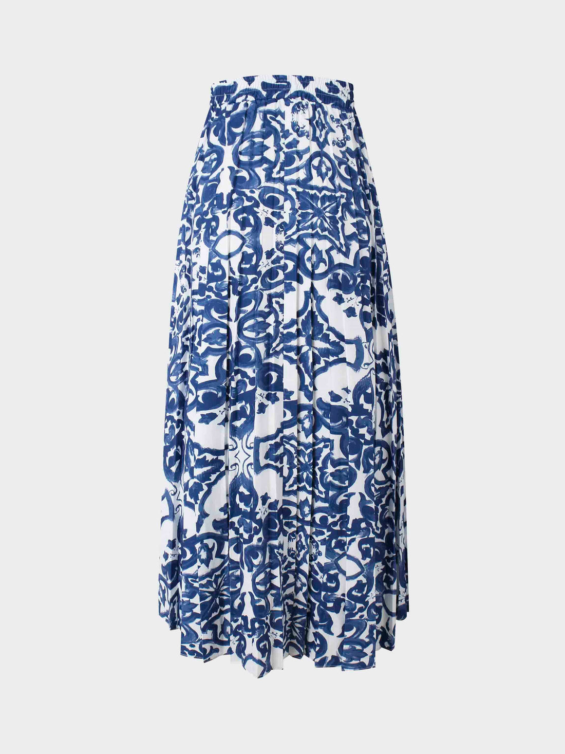 Covered Band Pleated Skirt 37&quot;-Blue Picasso