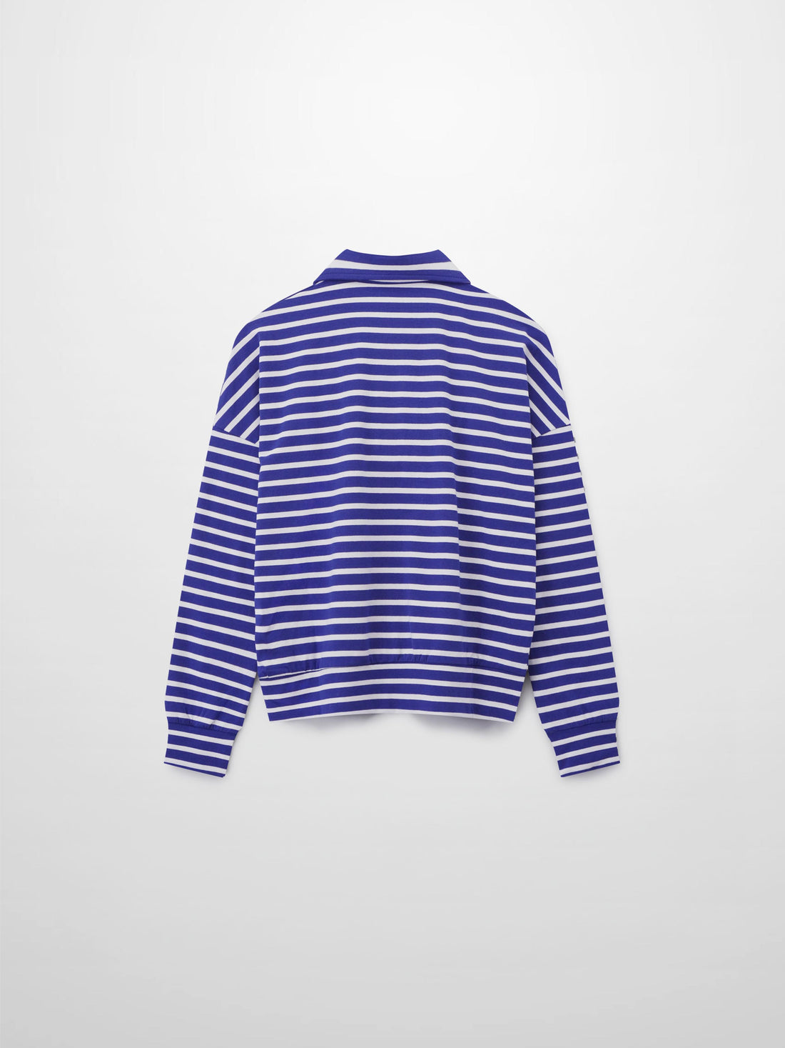 Collared Bomber Tee-Cobalt/White