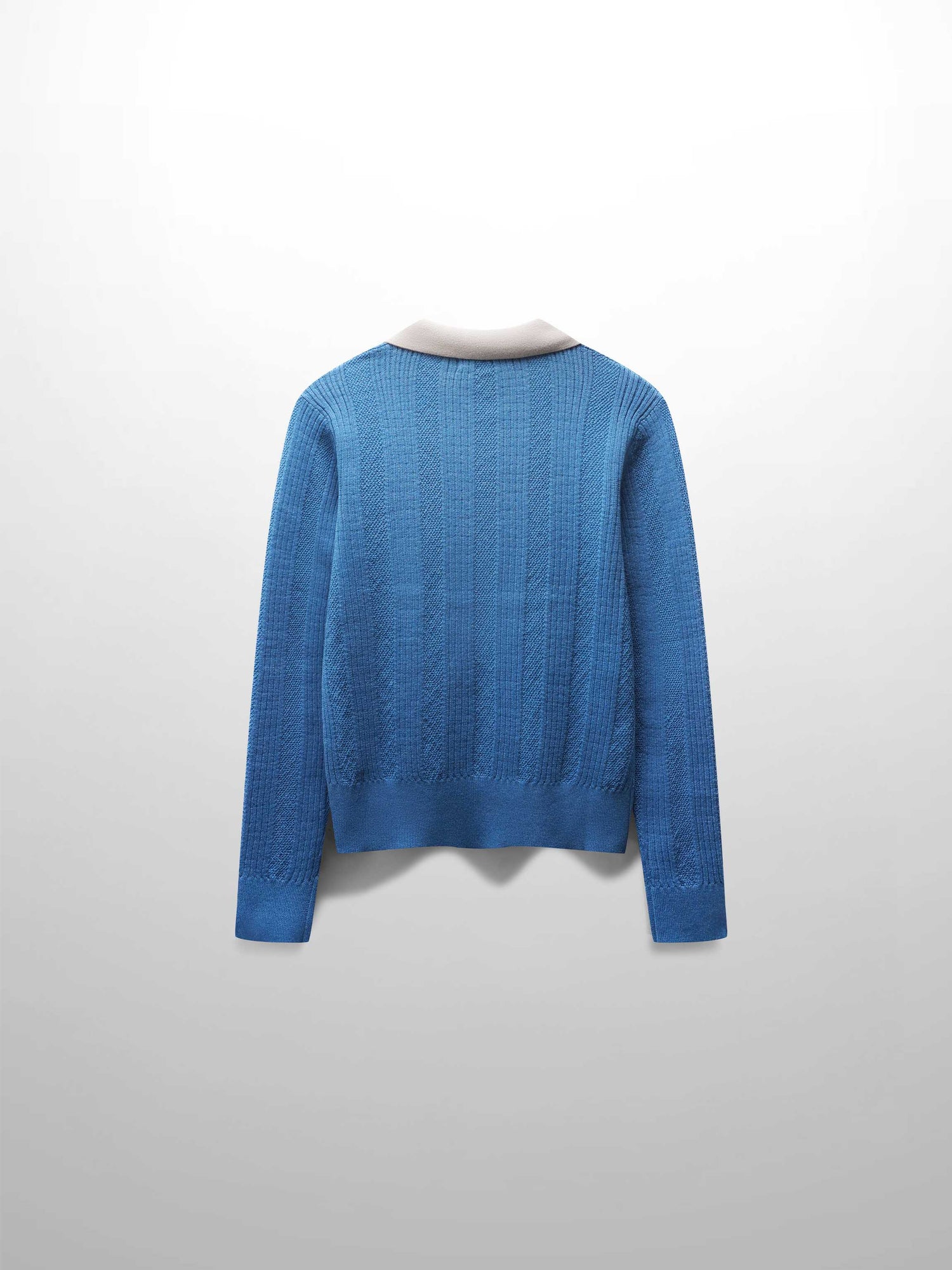 Knit Detail Collar Sweater-Teal/Tan