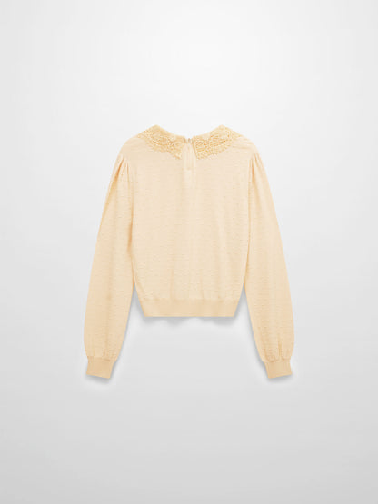 Crew Neck Pebbled Sweater-Bone