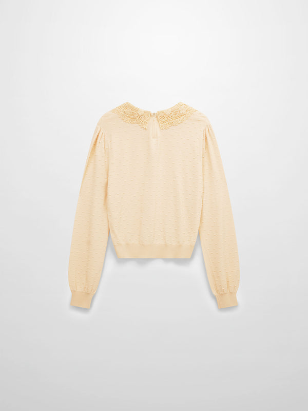 Crew Neck Pebbled Sweater-Bone