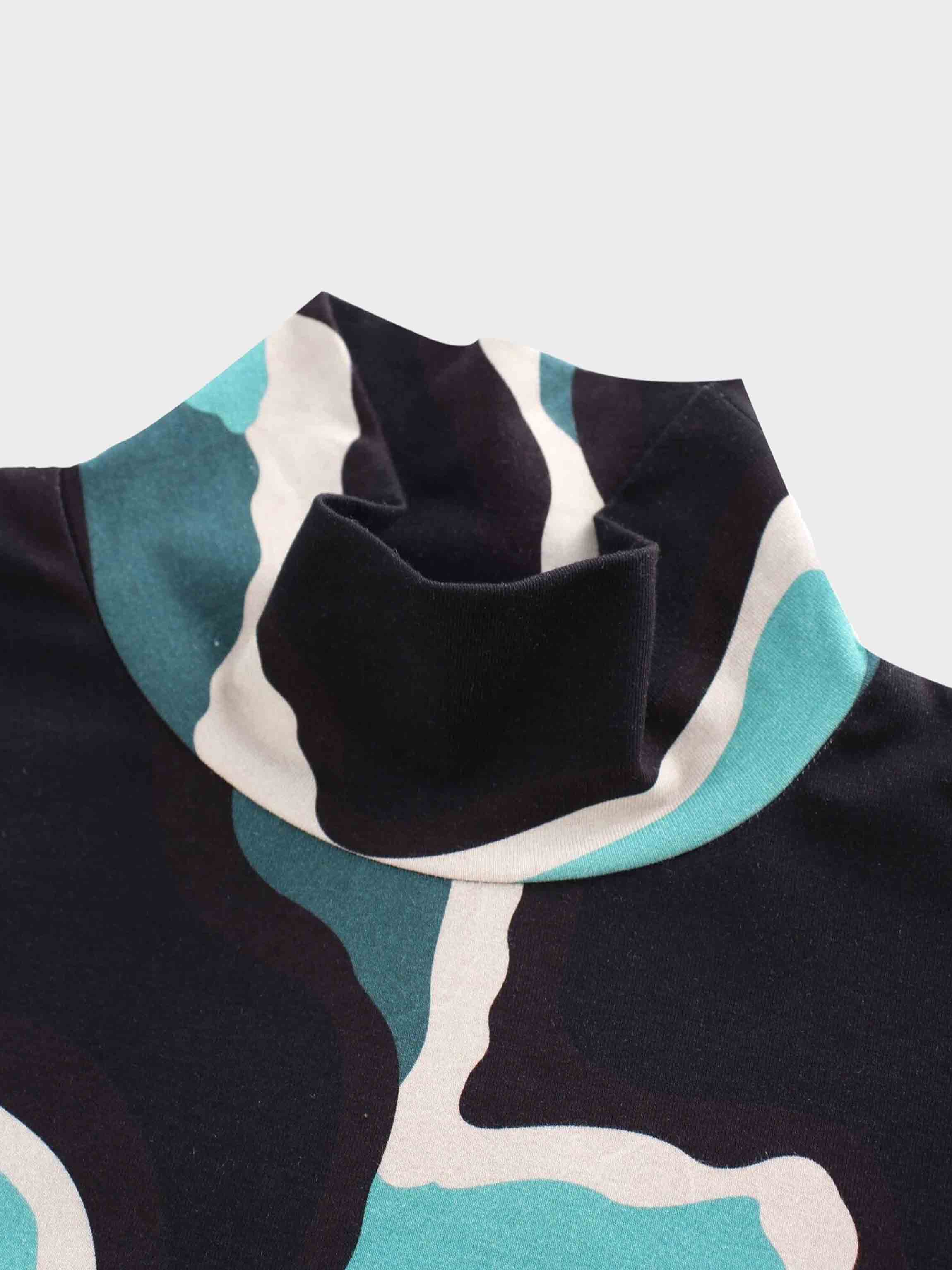 Printed Modal Turtleneck-Aqua Lightning