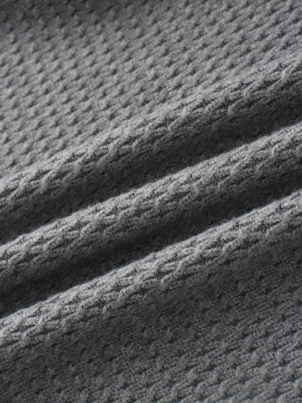 Textured Crew Cardigan-Grey