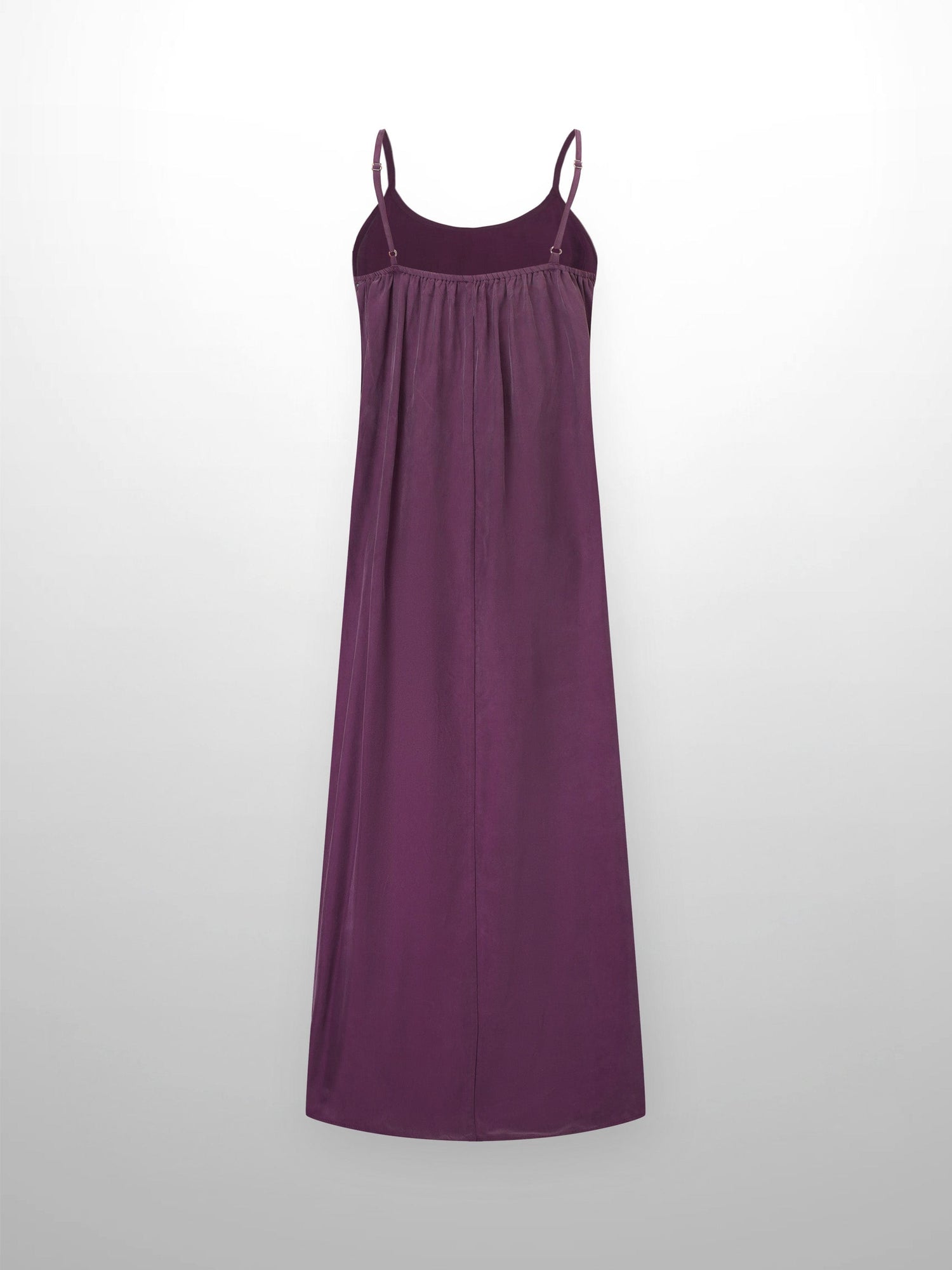 Cupro Crew Neck Slip Dress-Eggplant