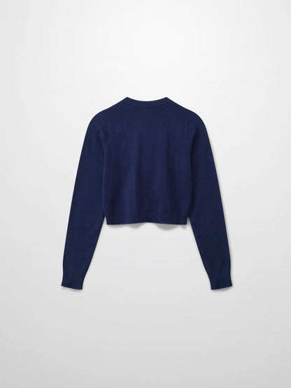 Embellished Cluster Crop Cardigan-Navy