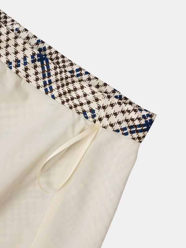 Print Slip Skirt-Brown Houndstooth