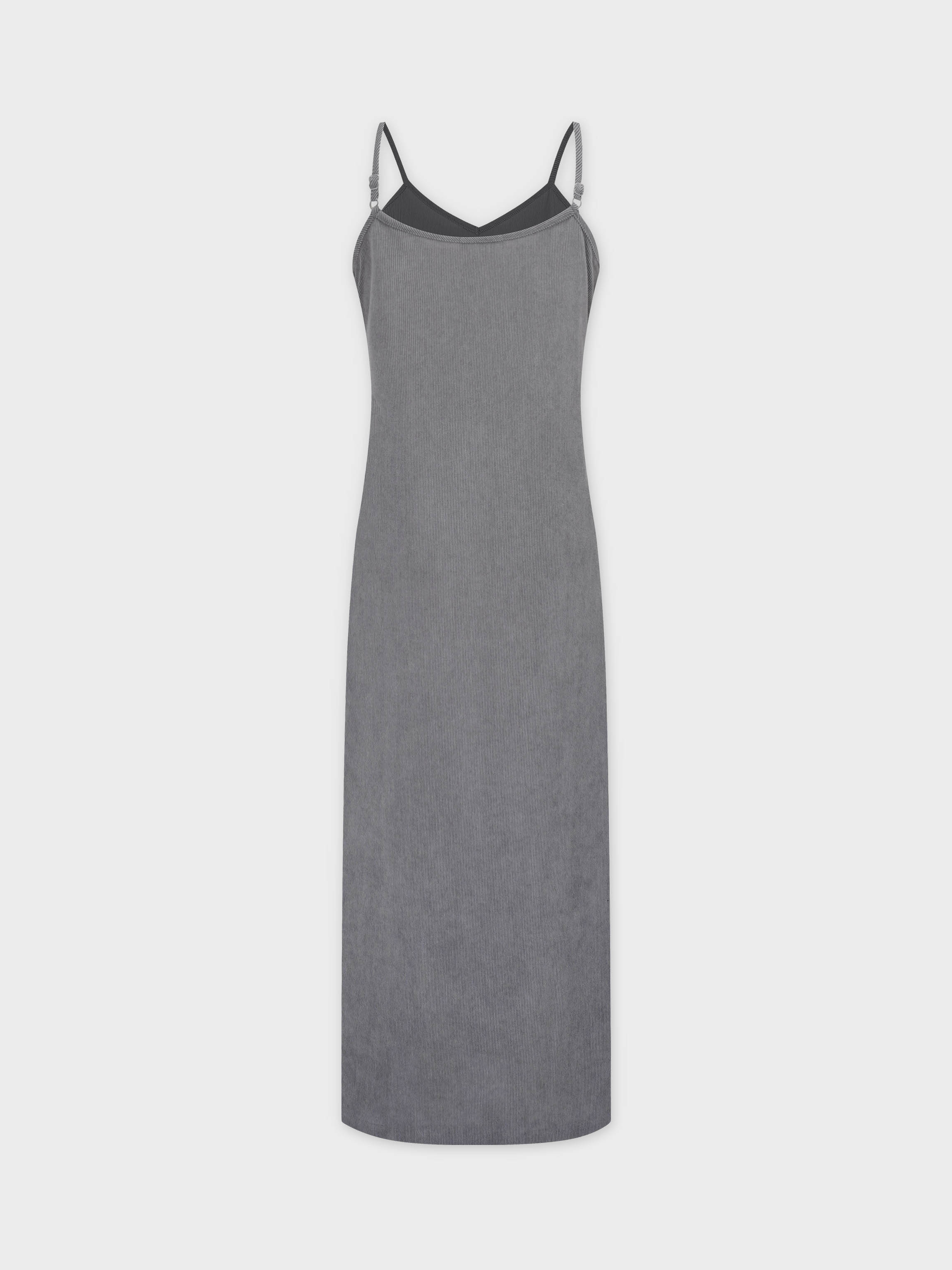 Corduroy Slip Dress-Grey