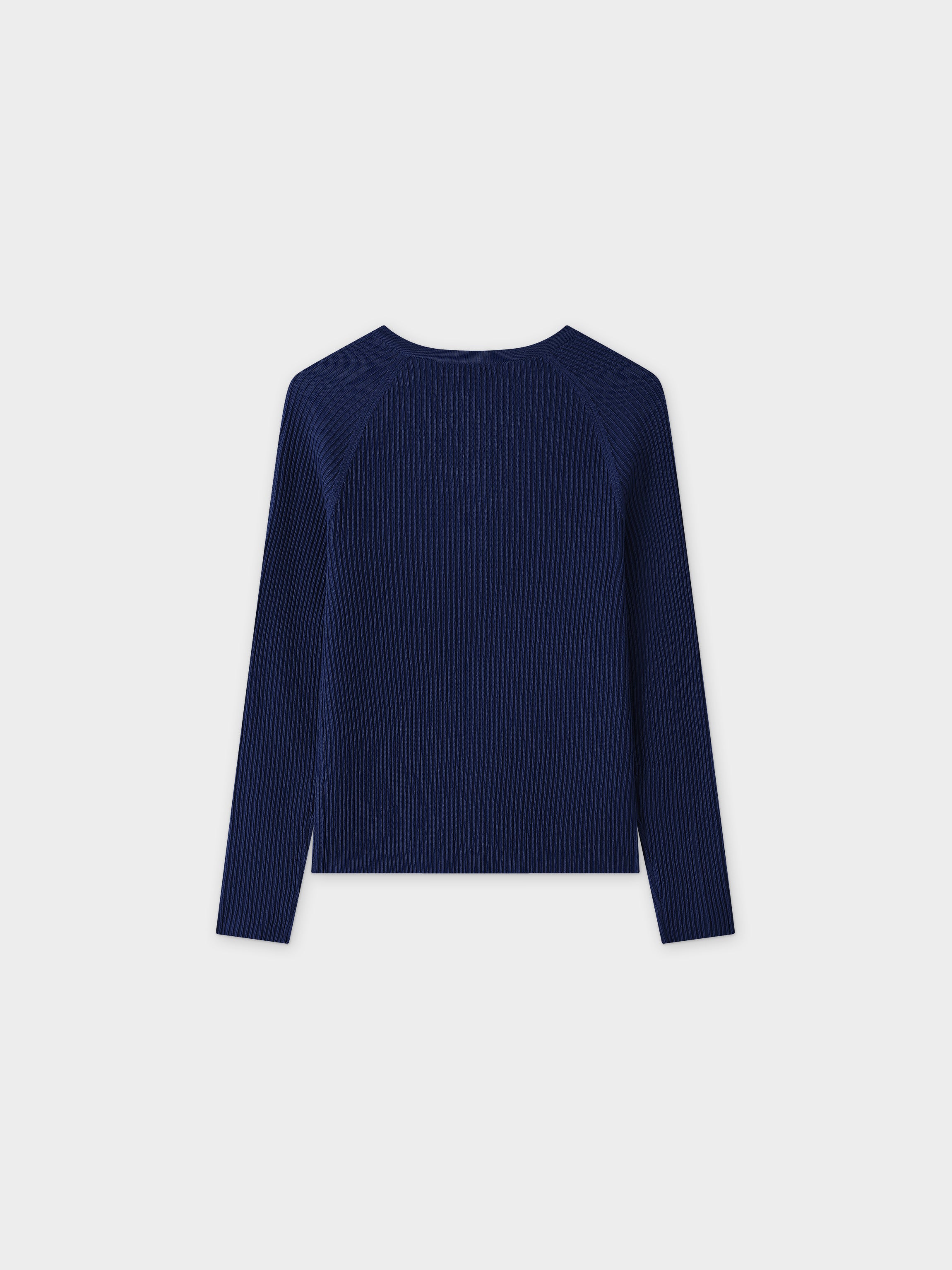 Ribbed Knit Cardigan-Navy