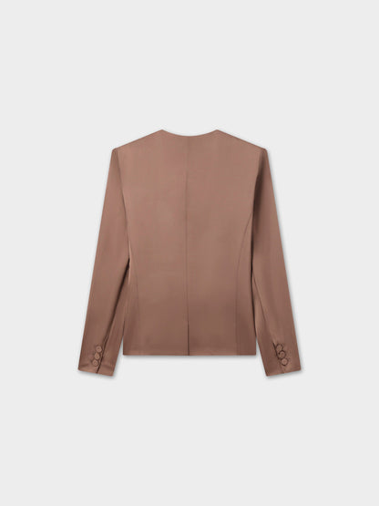 Satin Evening Blazer-Taupe