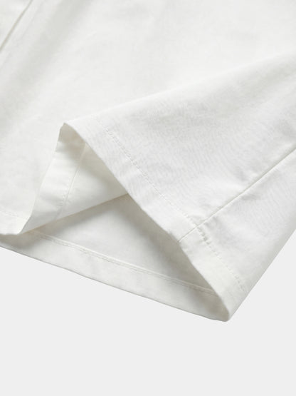 Ruffle Collar Pintuck Pleat Blouse-White