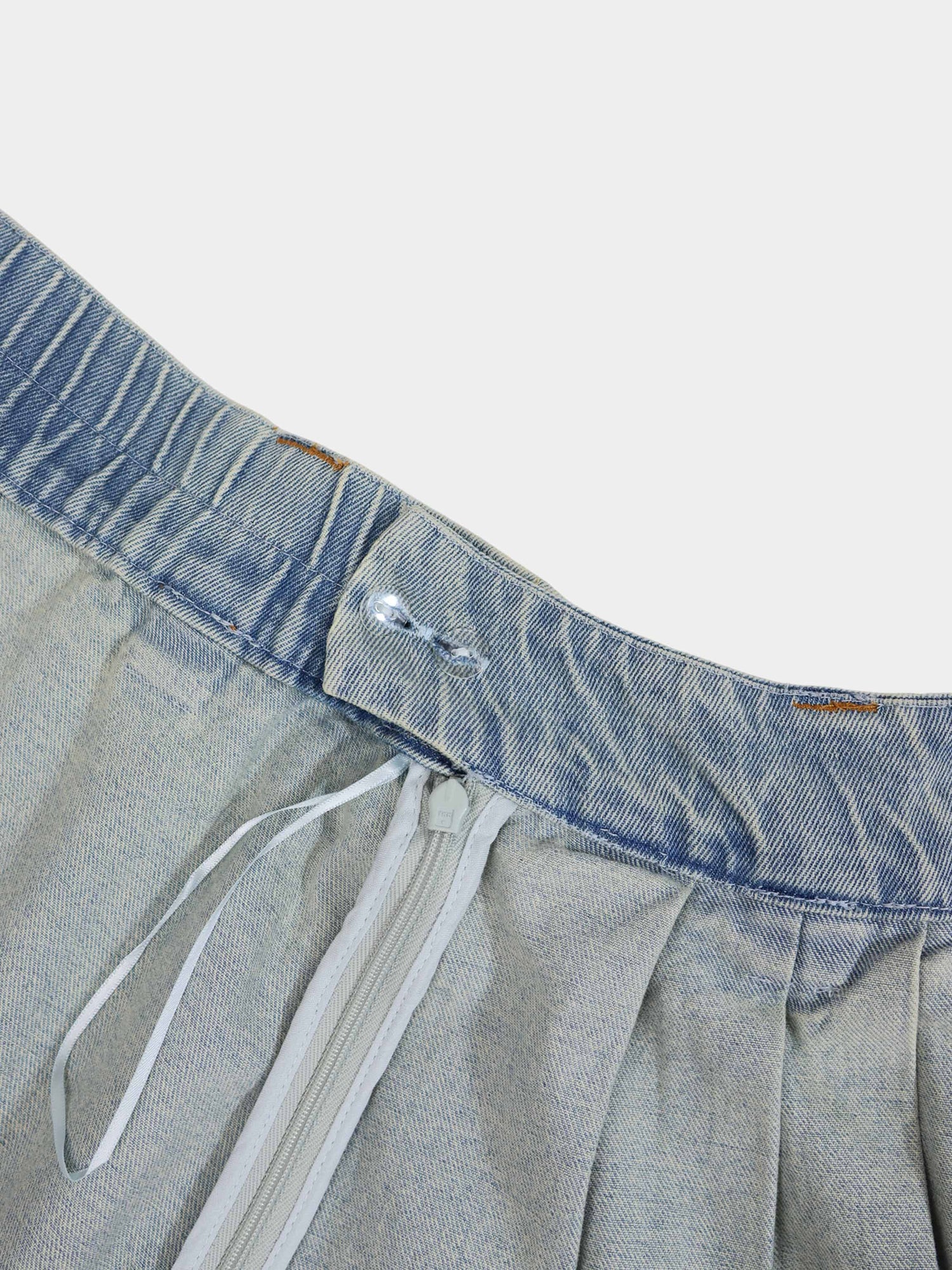 Buckle Design Denim Skirt-Blue