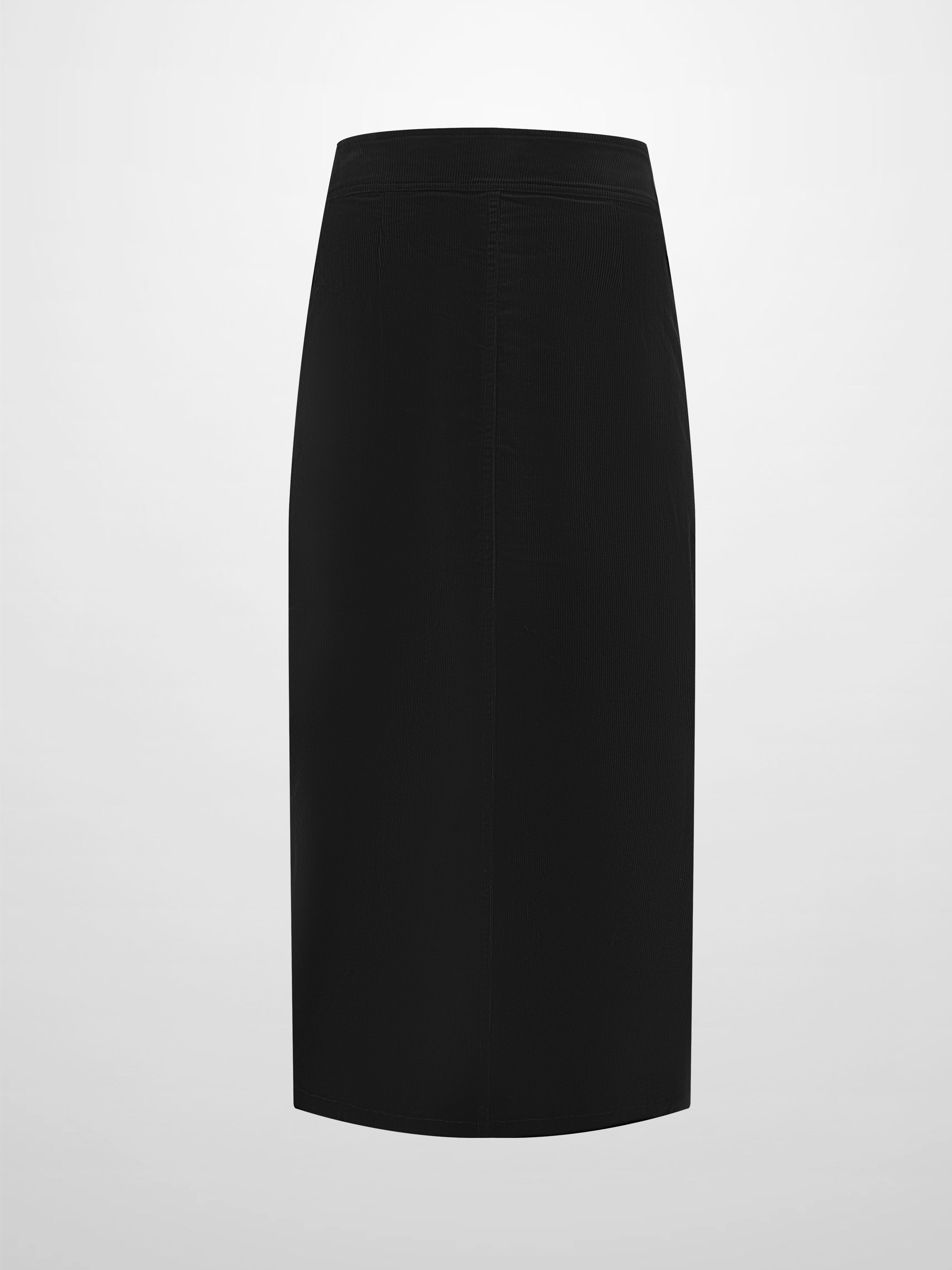 Snap Down Corduroy Skirt - Black