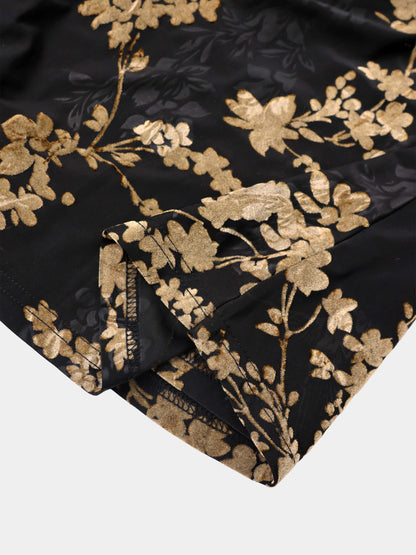 Velvet Wrap Dress - Taupe Floral