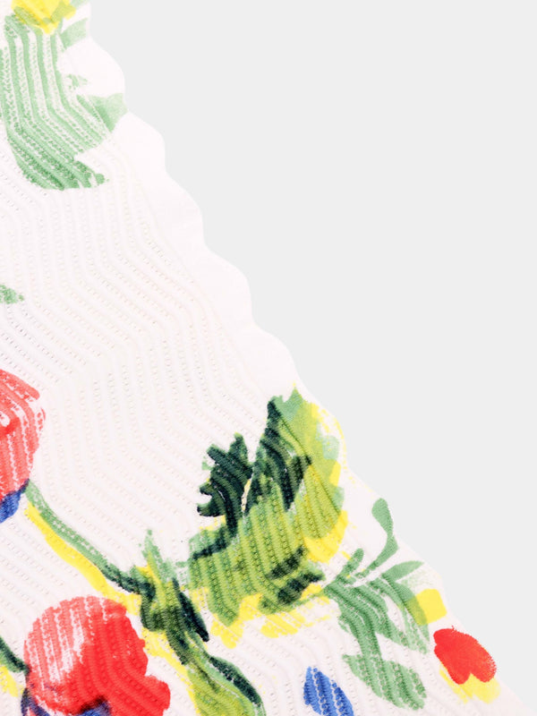 Wave Design Slip Dress-Coral Flower
