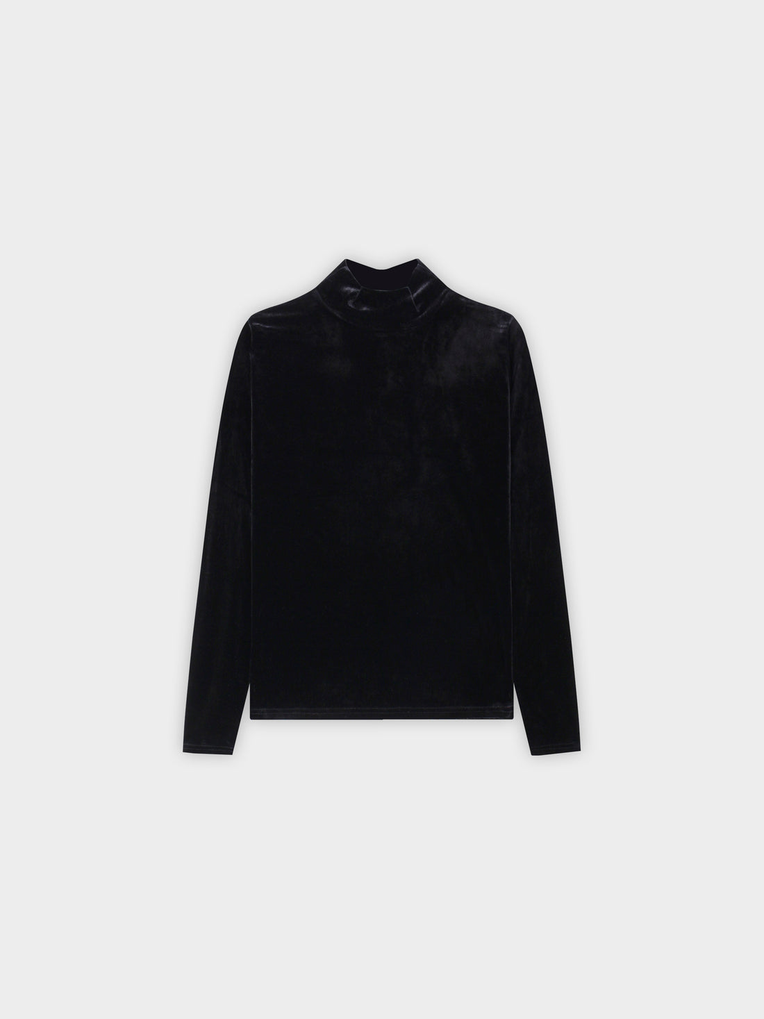 Velour Mock Neck Turtleneck-Black