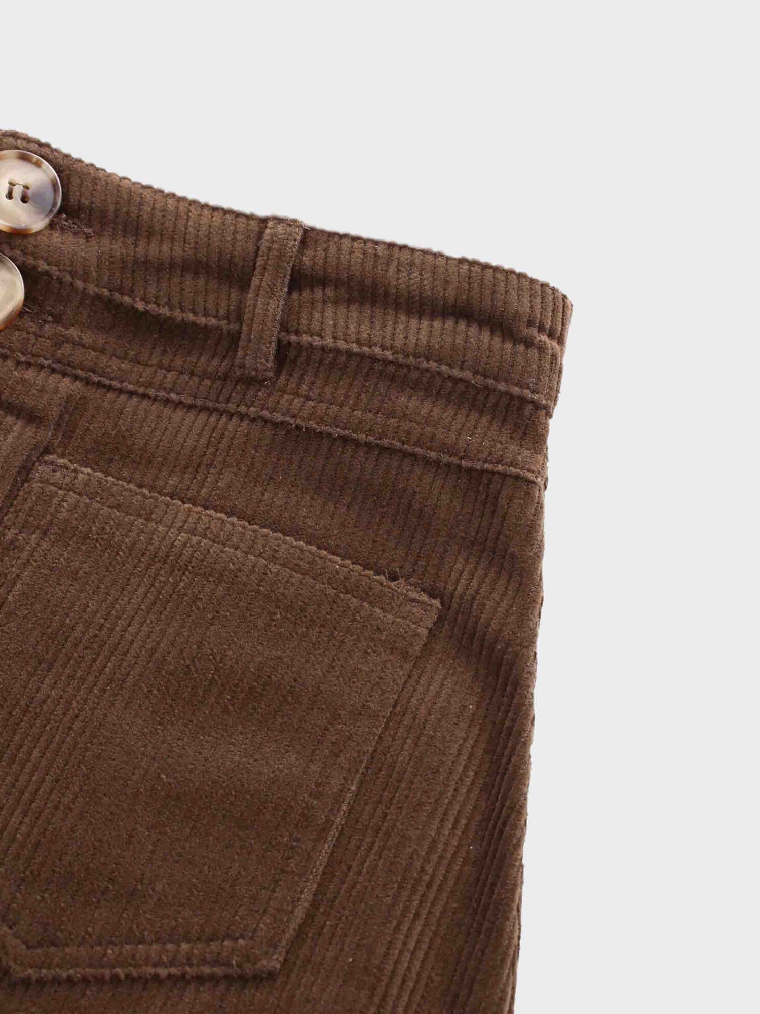 Straight Pocket Skirt-Brown