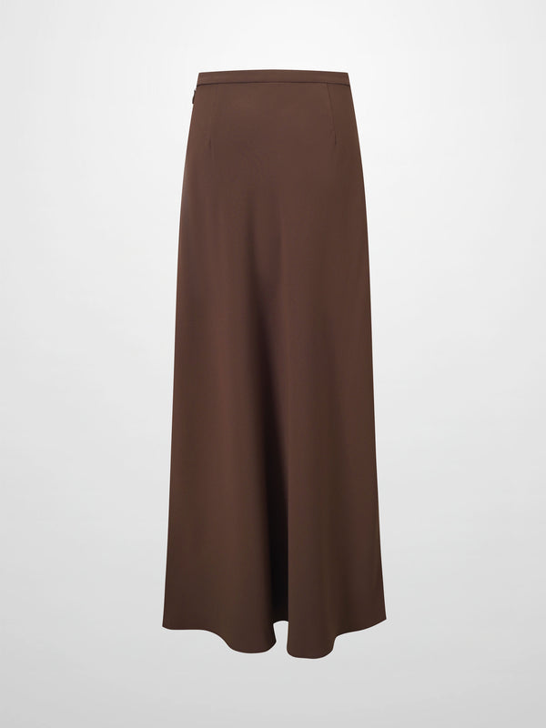 Crepe Flare Skirt-Brown