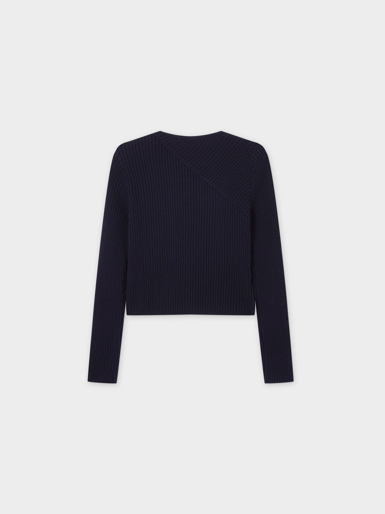 V Bottom Crop Sweater-Navy