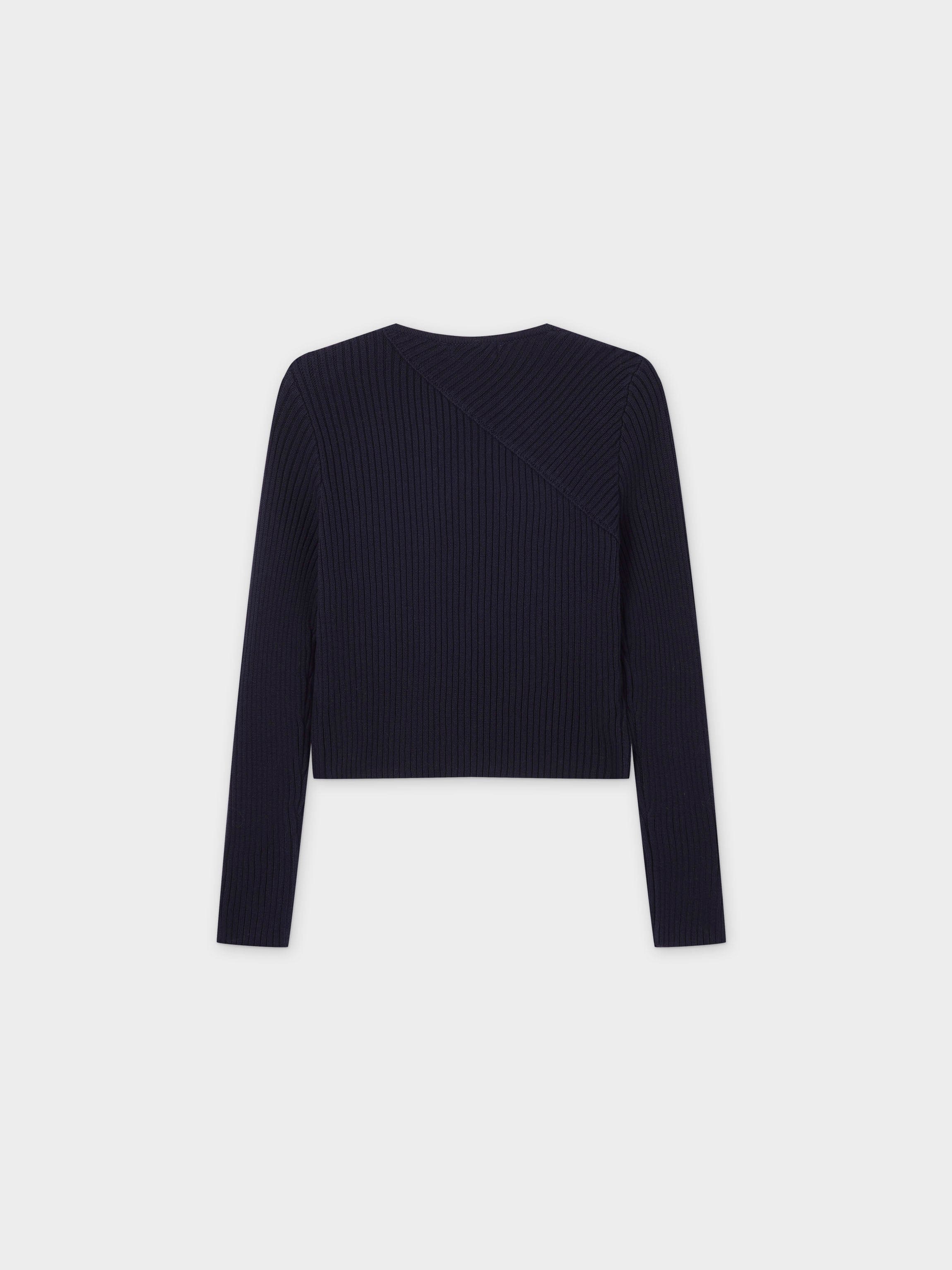 V Bottom Crop Sweater-Navy