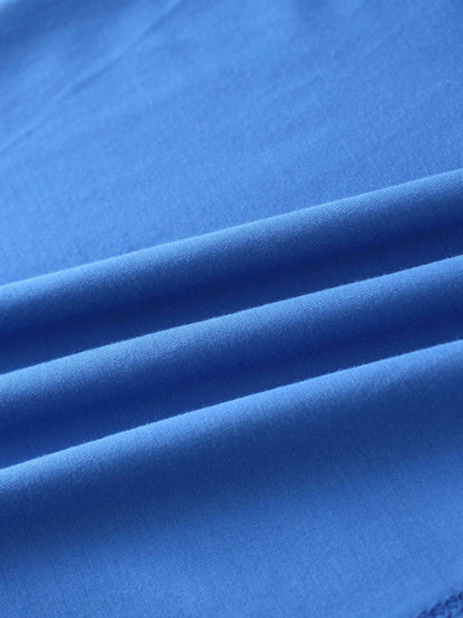 RIBBED BOTTOM T-SHIRT-COBALT BLUE