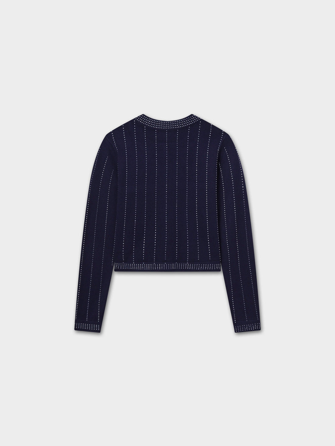 Crystal Pinstripe Crew Cardigan-Navy