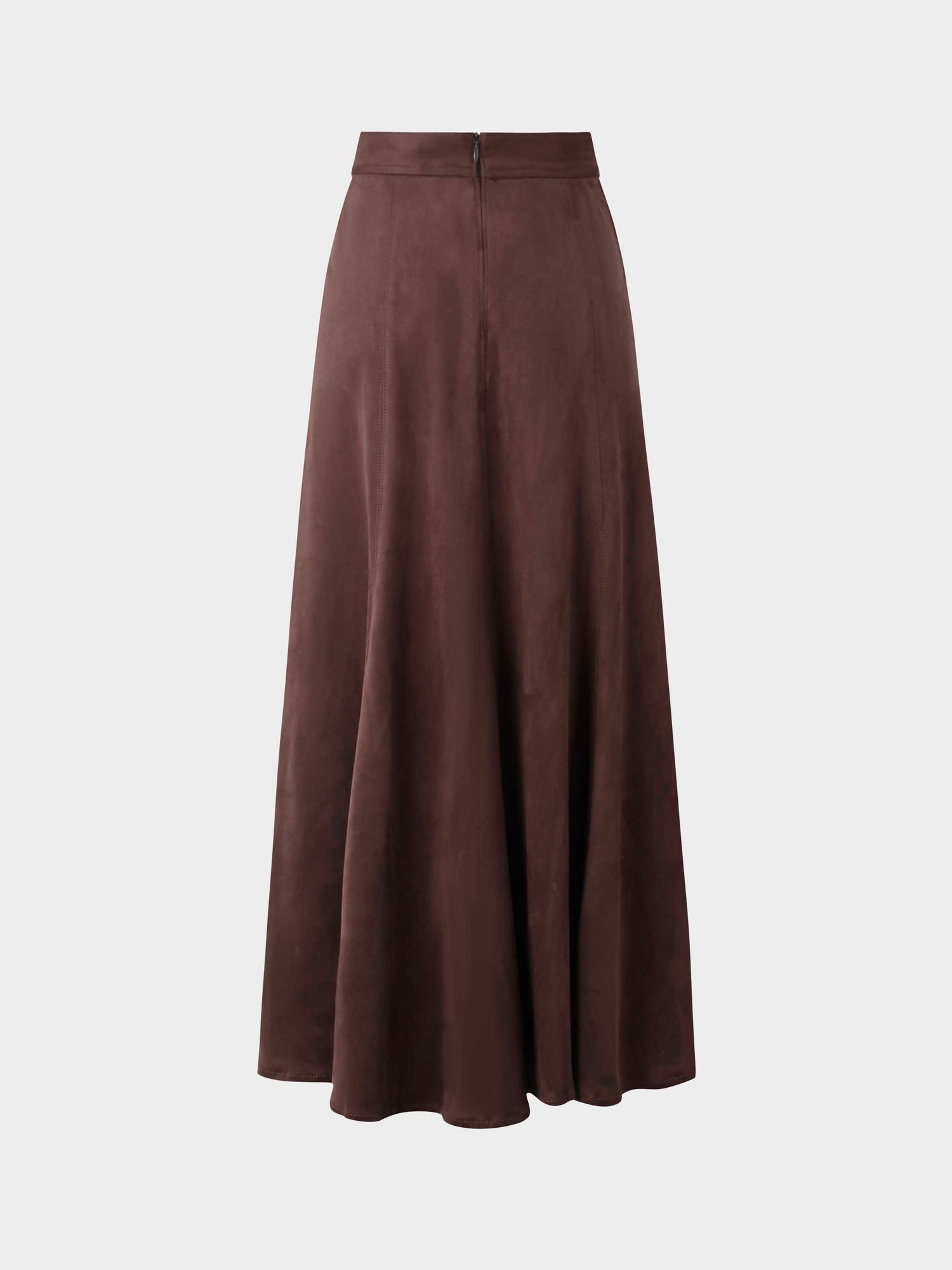 Suede Trumpet Skirt-Brown