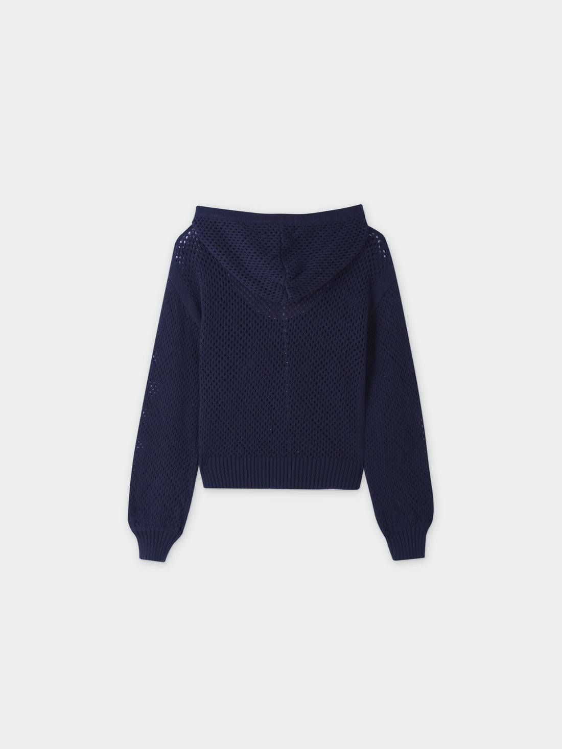 Sudadera con capucha de crochet con cremallera-Azul marino