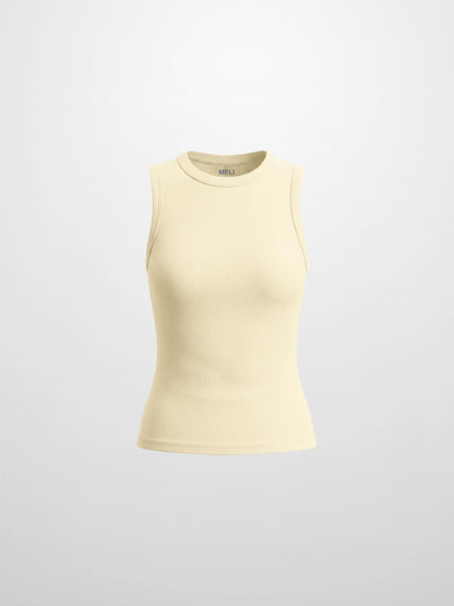 Sleeveless Basic Tee-Yellow
