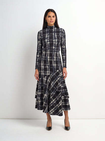 Double Layer Plaid Skirt - Black Plaid