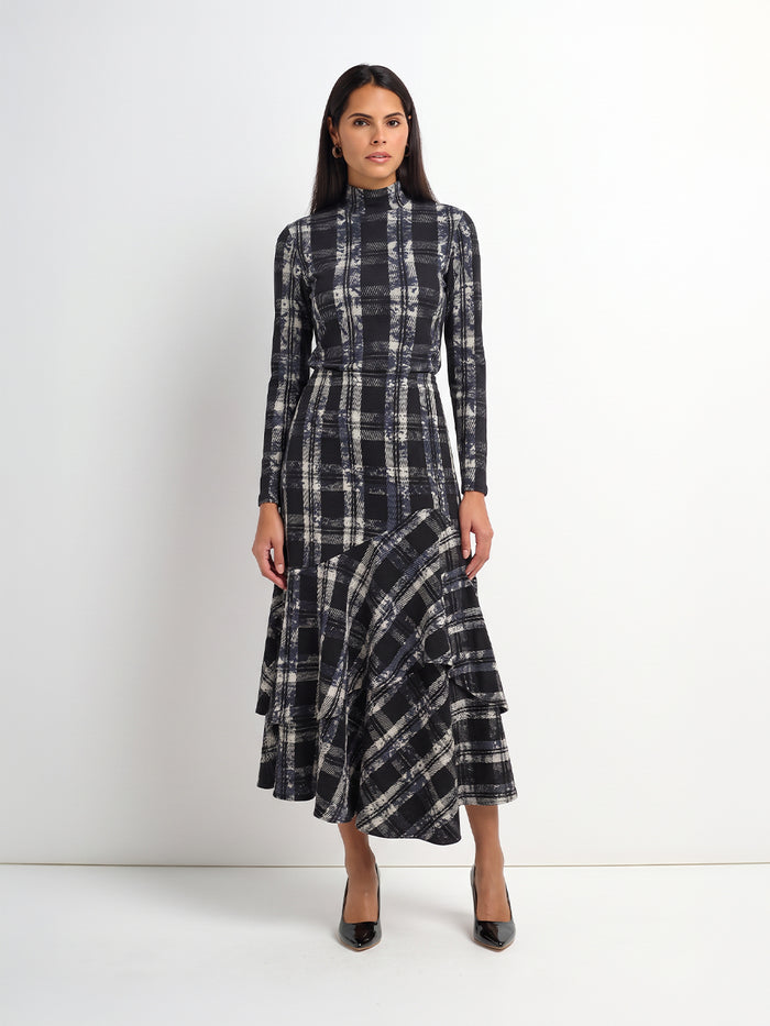 Double Layer Plaid Skirt - Black Plaid