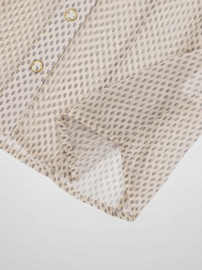 Princess Style Printed Blouse-Cream