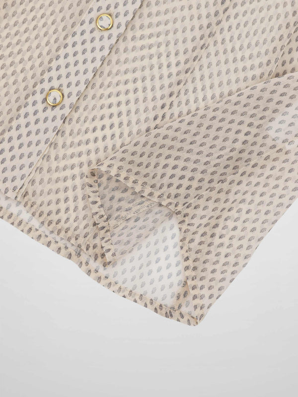 Princess Style Printed Blouse-Cream