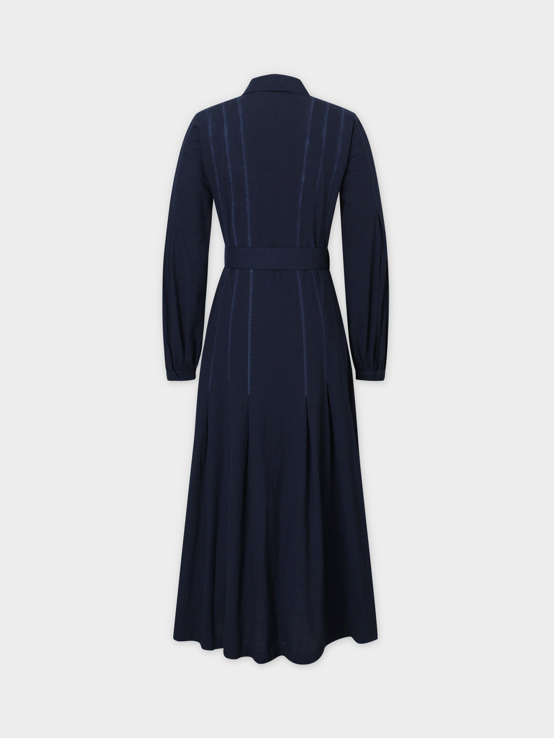 CROSS STITCH PLEATED DRESS-NAVY