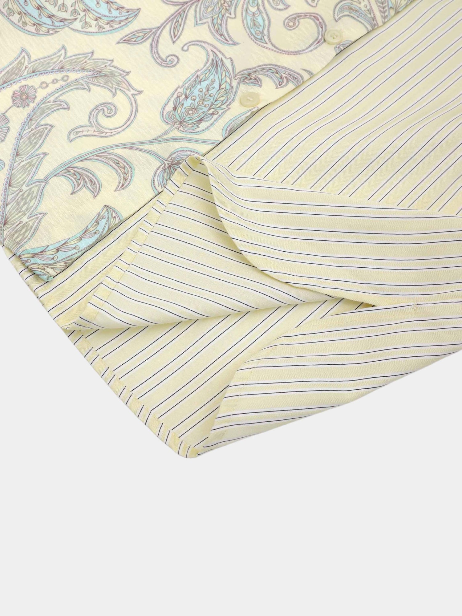 Elastic Waist Shirtdress-Mixed Floral and Stripe