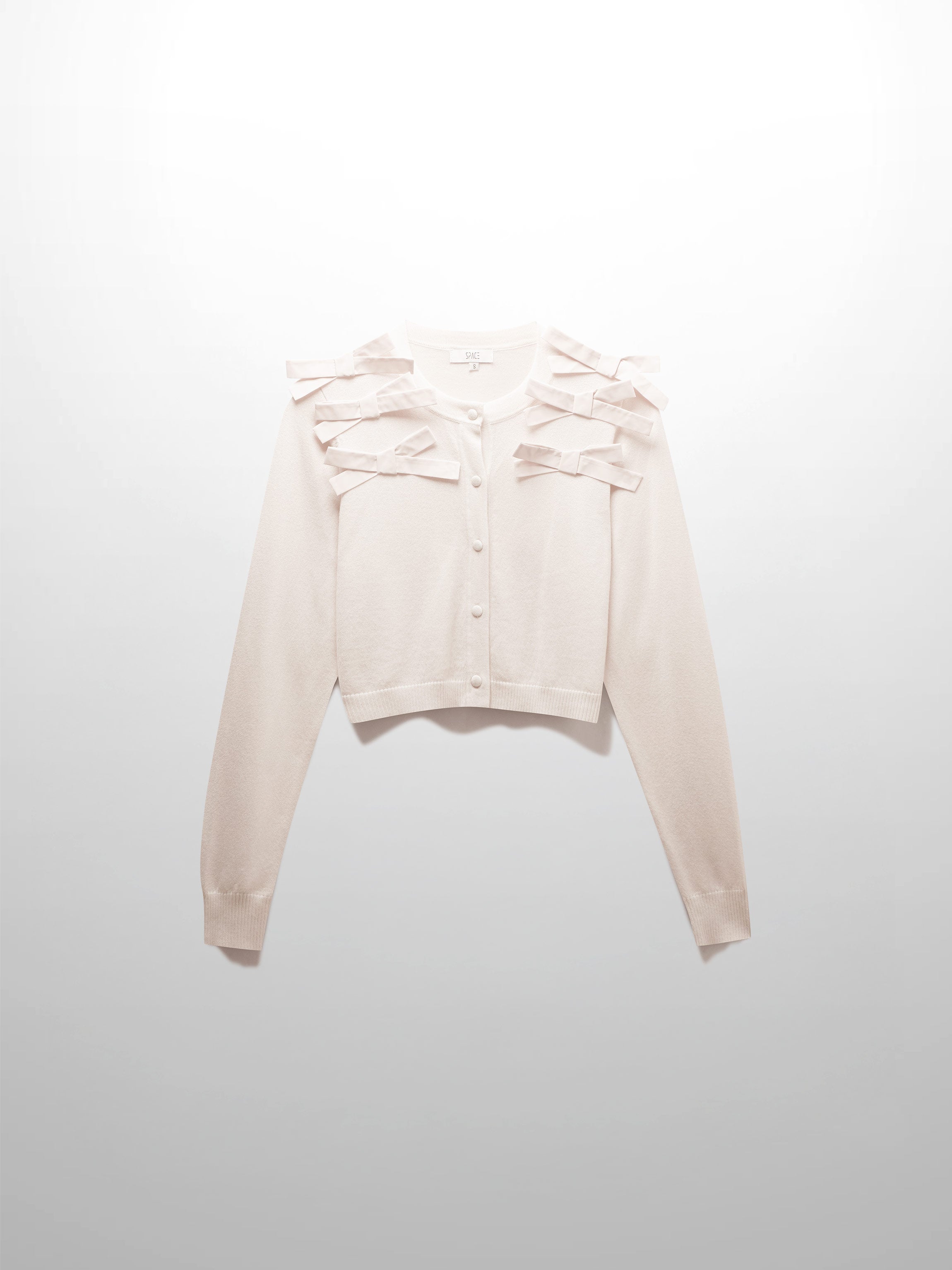 Cropped Bow Cardigan-Cream