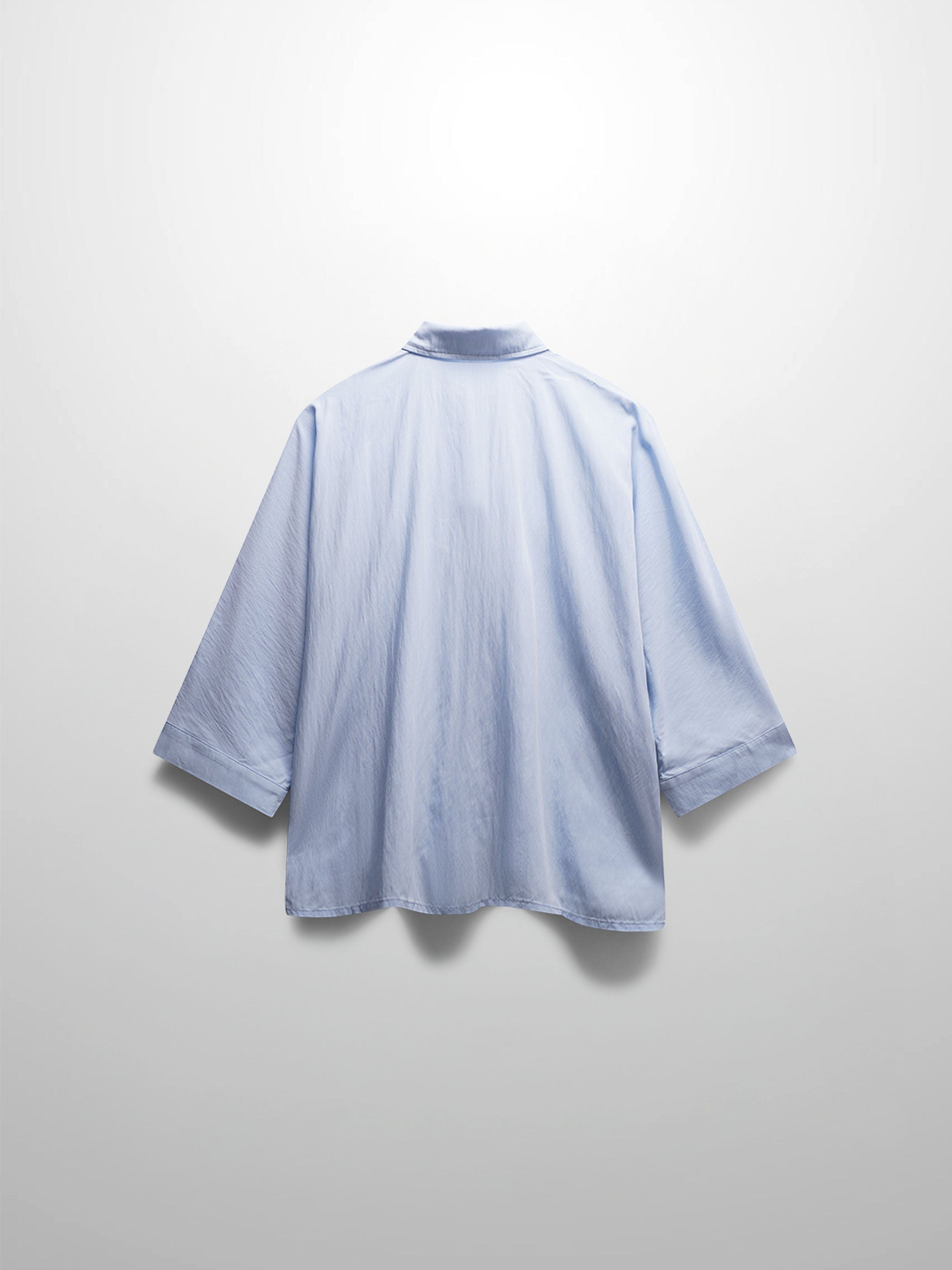 Boxy Dolman Sleeve Crinkle Blouse-Light Blue